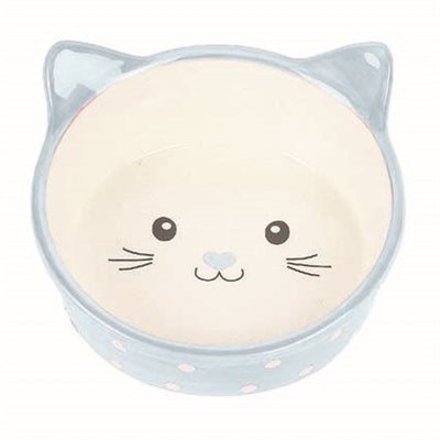 Product image of:HAPPY PET VOERBAK KAT POLKA BLAUW / CREME