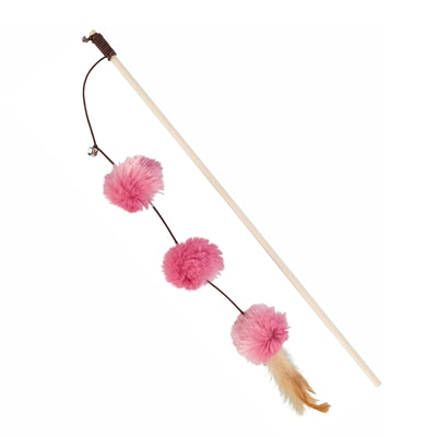 Product image of:TRIXIE SPEELHENGEL POMPOMBALLEN HOUT / PLUCHE MET VALERIAAN ROZE