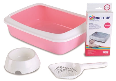 Product image of:SAVIC KITTEN KATTENBAK IRIZ STARTSET ROZE / WIT