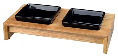 Product image of:TRIXIE VOERSET KERAMIEK MET HOUTEN ONDERSTEL ZWART