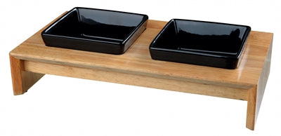 Product image of:TRIXIE VOERSET KERAMIEK MET HOUTEN ONDERSTEL ZWART