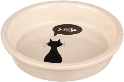 Product image of:TRIXIE VOERBAK KERAMIEK WIT MET SILHOUETTE KAT