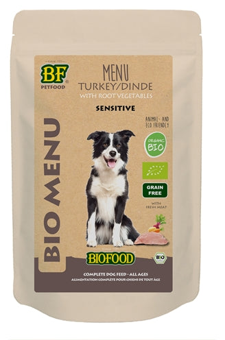 Product image of:BF PETFOOD ORGANIC HOND KALKOEN MENU POUCH