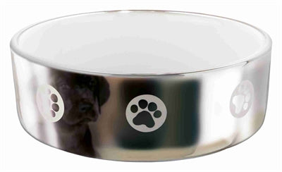 Product image of:TRIXIE VOERBAK POOT KERAMIEK ZILVER / WIT