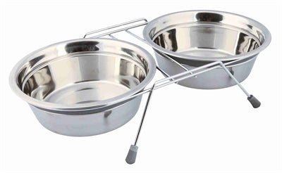 Product image of:TRIXIE VOER / WATERBAK-SET KLAPPERBESCHERMING RVS / METAAL GRIJS