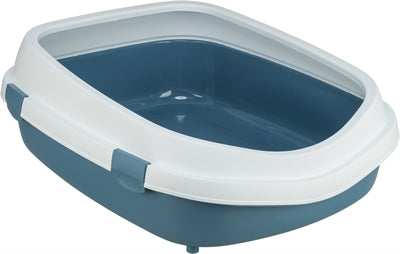 Product image of:TRIXIE KATTENBAK PRIMO MET RAND BLAUW / WIT