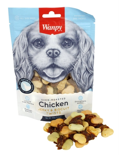 Product image of:WANPY OVEN-ROASTED CHICKEN JERKY / BISCUIT TWISTS