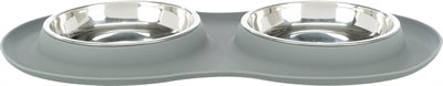 Product image of:TRIXIE VOERBAK / WATERBAK DUBBEL SILICONEN / RVS GRIJS