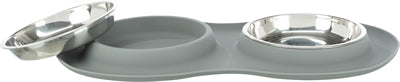 Product image of:TRIXIE VOERBAK / WATERBAK DUBBEL SILICONEN / RVS GRIJS