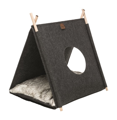 Product image of:TRIXIE KATTENMAND TENT ELFIE MET KUSSEN VILT ANTRACIET