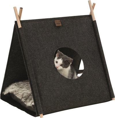 Product image of:TRIXIE KATTENMAND TENT ELFIE MET KUSSEN VILT ANTRACIET