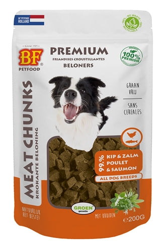 Product image of:BF PETFOOD MEAT CHUNKS KIP EN ZALM