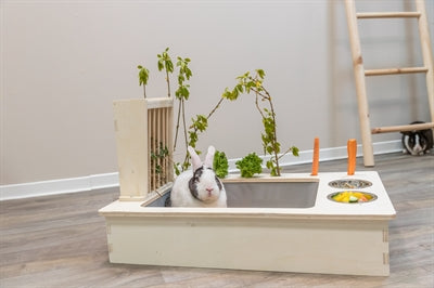 Product image of:TRIXIE VOEDERSTATION MET VOERBAK / WATERBAK / HOOIRUIF HOUT NATUREL