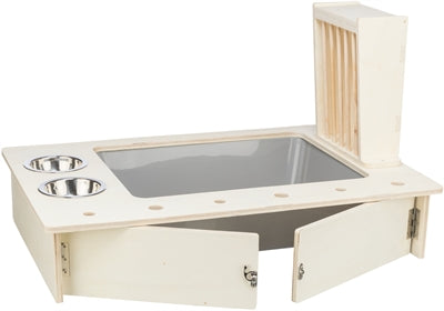 Product image of:TRIXIE VOEDERSTATION MET VOERBAK / WATERBAK / HOOIRUIF HOUT NATUREL