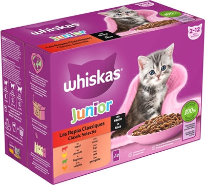 Product image of:WHISKAS MULTIPACK POUCH JUNIOR CLASSIC SELECTIE VLEES IN SAUS