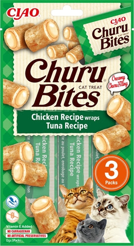 Product image of:INABA CHURU BITES CAT CHICKEN RECIPE WRAPS TUNA RECIPE