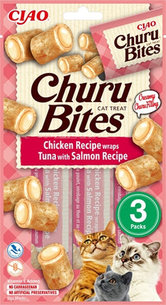 Product image of:INABA CHURU BITES CAT CHICKEN RECIPE WRAPS TUNA WITH SALMON RECIPE