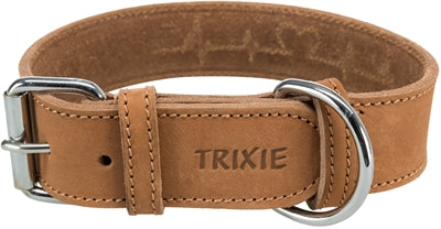 Product image of:TRIXIE RUSTIC VETLEER HALSBAND HOND HEARTBEAT BRUIN