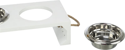 Product image of:TRIXIE BE NORDIC SET VOERBAK / WATERBAK HOUT / RVS WIT