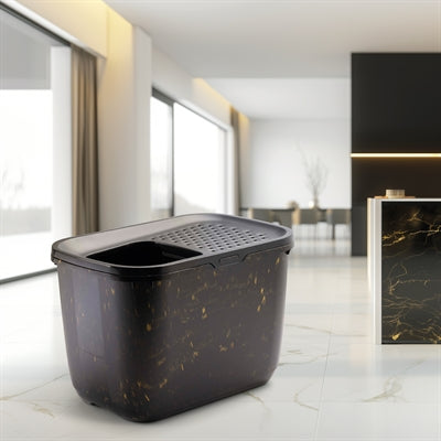 Product image of:SAVIC KATTENBAK HOP IN MARBLE ZWART / GOUD
