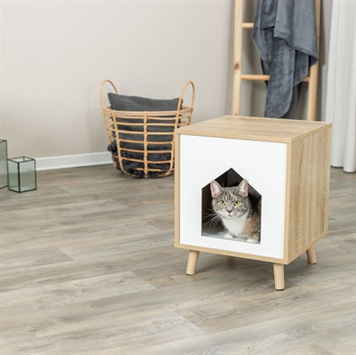 Product image of:TRIXIE KATTENMAND HUIS ISA HOUTLOOK LICHTBRUIN / WIT