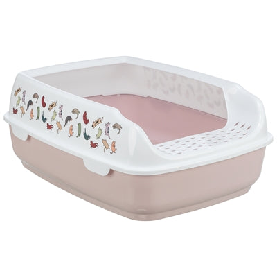 Product image of:TRIXIE KATTENBAK DELIO MET RAND BEDRUKT LICHTROZE / WIT