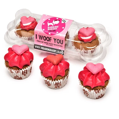 Product image of:THE BARKING BAKERY I WOOF YOU VALENTINE MINI ICED WOOFINS TRIO ASSORTI