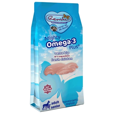 Product image of:RENSKE MIGHTY OMEGA PLUS ADULT / SENIOR KIP/RIJST HYPOALLERGEEN