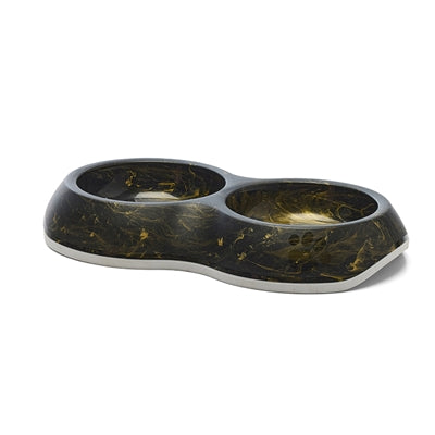 Product image of:SAVIC VOERBAK DELICE DUBBEL MARBLE ZWART / GOUD