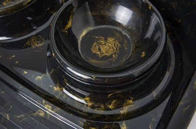 Product image of:SAVIC BUTLER VOERBAK EN DRINKBAK MET PLATEAU MARBLE ZWART / GOUD
